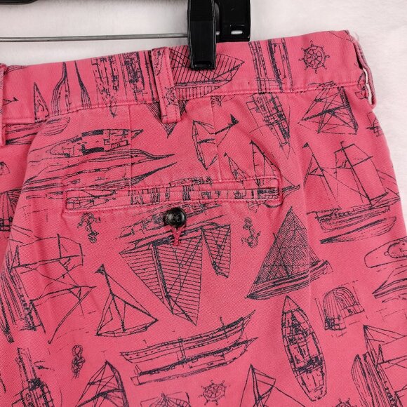 Polo Ralph Lauren Shorts Mens Size 42 Pink Sailboat Nautical AOP Print Chino - Picture 15 of 16